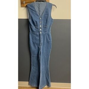 Denium Jumpsuit Flare LegShein Jean Women's Coveralls Jumper Sleeveless Medium 6